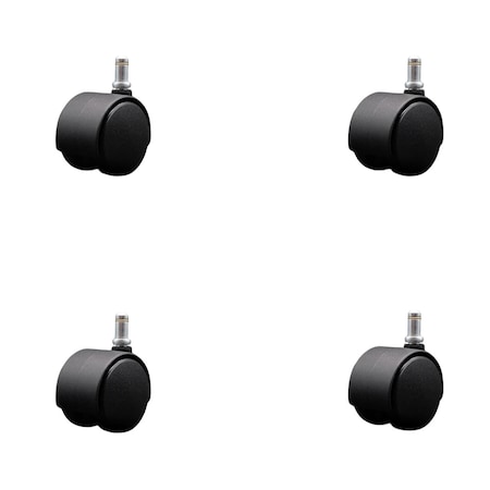 Service Caster 2'' Chair Casters Nylon Hooded Twin Wheel 7/16'' Grip Ring Stem , 4PK SCC-GR02S50-NYS-716-4